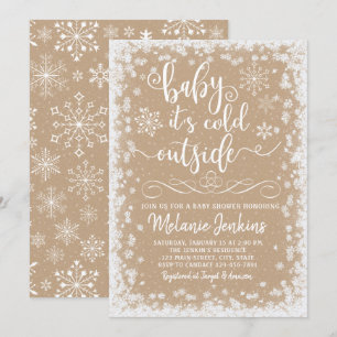 Winter Wonderland Snowflake Baby shower Invitation