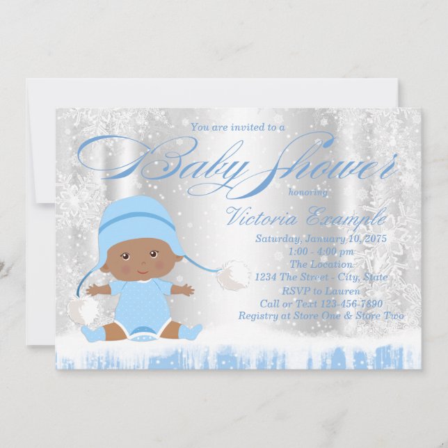 Winter Wonderland Snowflake Baby shower Invitation (Devant)