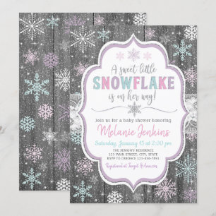 Winter Wonderland Snowflake Baby shower Invitation