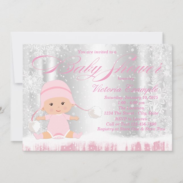 Winter Wonderland Snowflake Baby shower Invitation (Devant)
