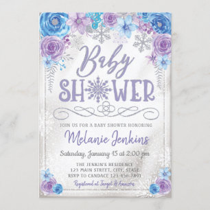 Winter Wonderland Snowflake Babydusche Einladung