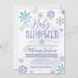 Winter Wonderland Snowflake Babydusche Einladung
