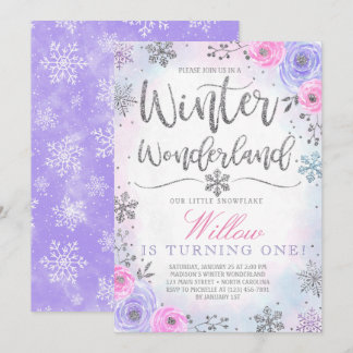 Winter Wonderland Snowflake Birthday Invitation Einladung