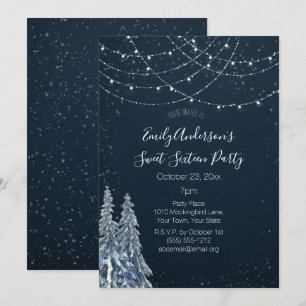 Winter Wonderland Snowflake Blue Sweet 16 Einladung