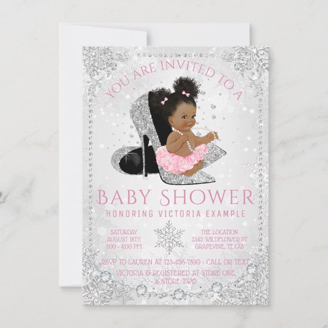 Winter Wonderland Snowflake Ethnic Baby Dusche Einladung (Vorderseite)