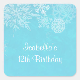 Winter Wonderland Snowflake Frost Geburtstagsparty Quadratischer Aufkleber