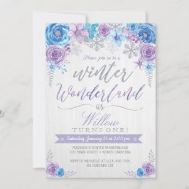 Winter Wonderland Snowflake Geburtstagseinladung Einladung