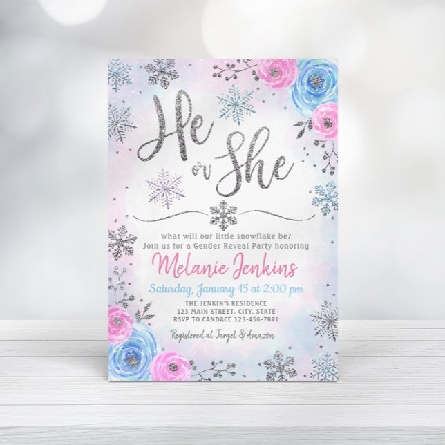 Winter Wonderland Snowflake Gender Reveve Einladun Einladung (Von Creator hochgeladen)