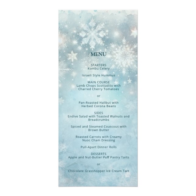 Winter Wonderland Snowflake Hochzeitdetails Beilag Werbekarte (Vorne)