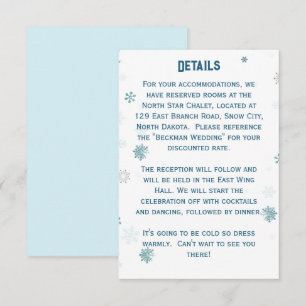 Winter Wonderland Snowflake Hochzeiten Details Begleitkarte
