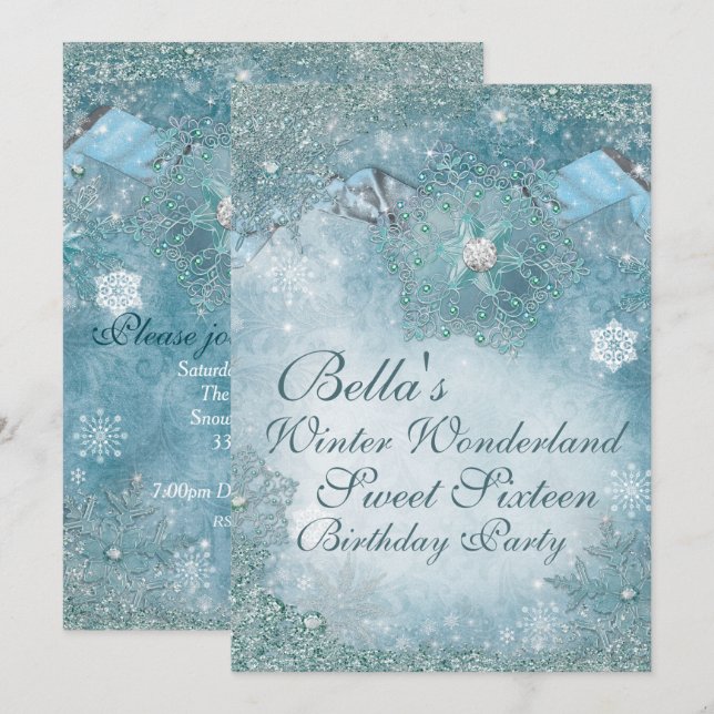 Winter Wonderland Snowflake Party Einladungen (Vorne/Hinten)