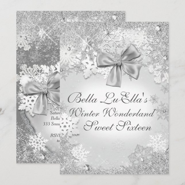 Winter Wonderland Snowflake Party Einladungen (Vorne/Hinten)