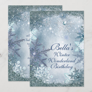 Winter Wonderland Snowflake Party Einladungen