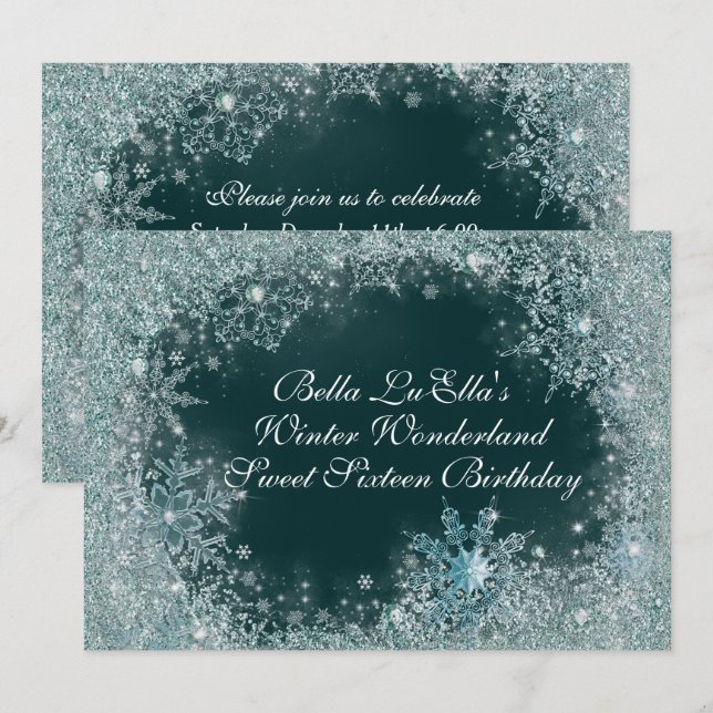 Winter Wonderland Snowflake Party Einladungen (Vorne/Hinten)