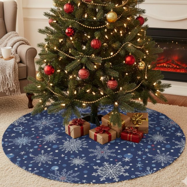 Winter Wonderland Snowflake Polyester Weihnachtsbaumdecke (Holiday snowflake Christmas tree skirt
)