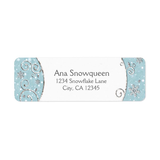 Winter Wonderland Snowflake Swirl Étiquette de adr (Devant)