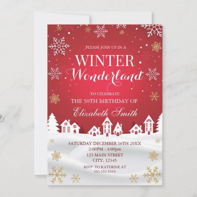 Winter Wonderland snowflakes birthday Einladung (Vorderseite)