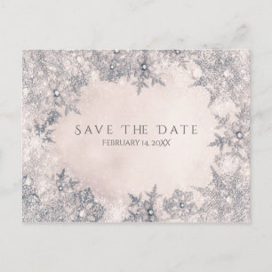 Winter Wonderland Snowflakes Creme Save the Date Ankündigungspostkarte