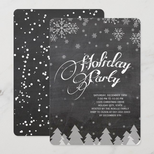 Winter Wonderland Snowflakes Fête Invitation (Devant / Derrière)