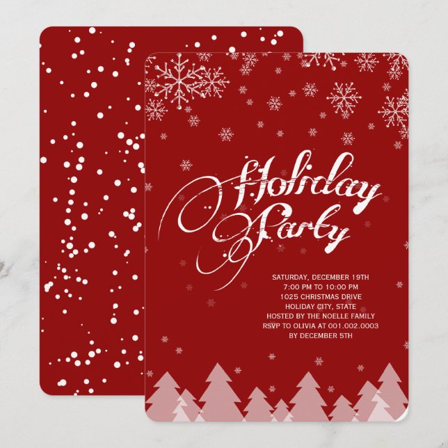 Winter Wonderland Snowflakes Holiday Party laden Einladung (Vorne/Hinten)