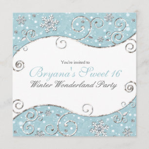 Winter Wonderland Snowflakes Silver Swirt Einladun Einladung