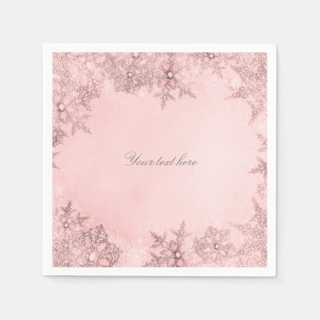 Winter Wonderland Snowflakes Soft Pink Elegante Serviette (Vorderseite)