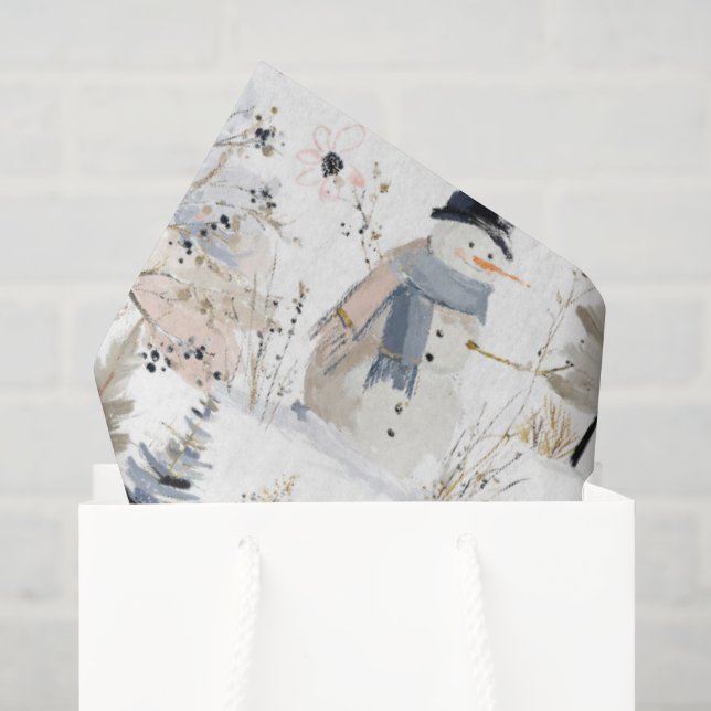 Winter Wonderland Snowman and Bird Pattern Seidenpapier (Geschenktüte)