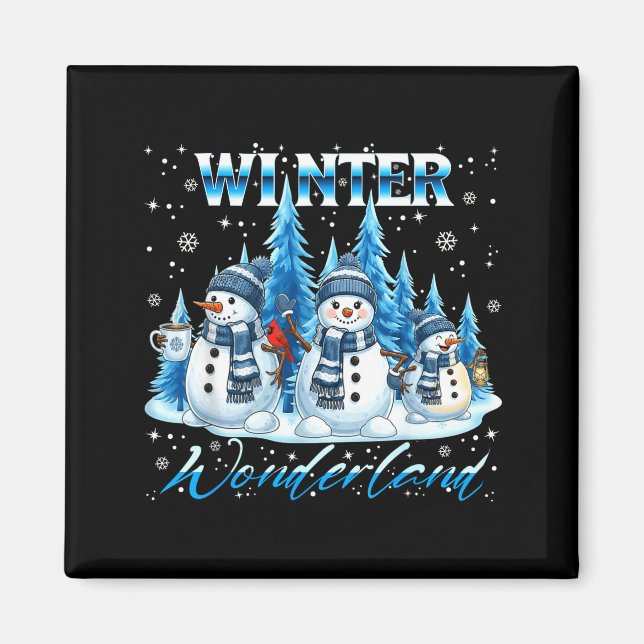 Winter Wonderland Snowman Family Snowflake Cozy Wi Magnet (Vorne)