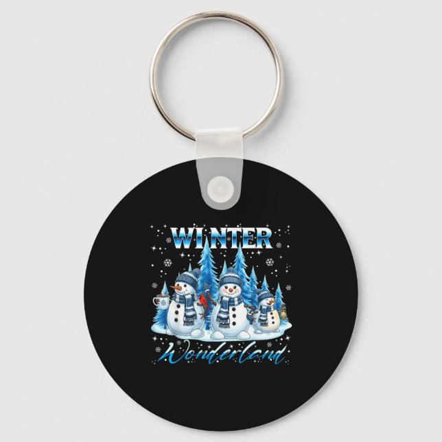 Winter Wonderland Snowman Family Snowflake Cozy Wi Schlüsselanhänger (Vorderseite)