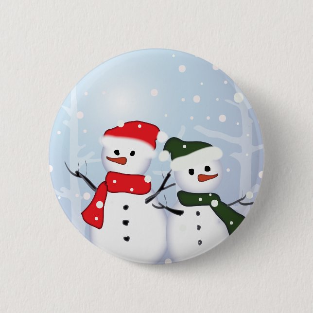 Winter Wonderland Snowman Unser erstes Weihnachtsf Button (Vorderseite)