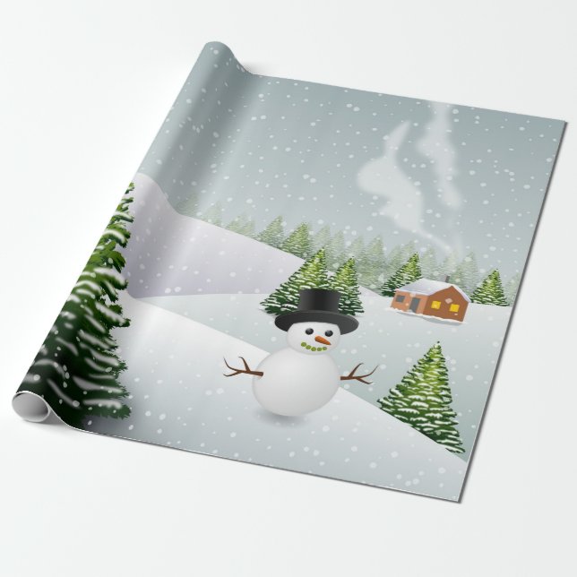 Winter Wonderland Snowman Weihnachten Geschenkpapier (Ungerollt)