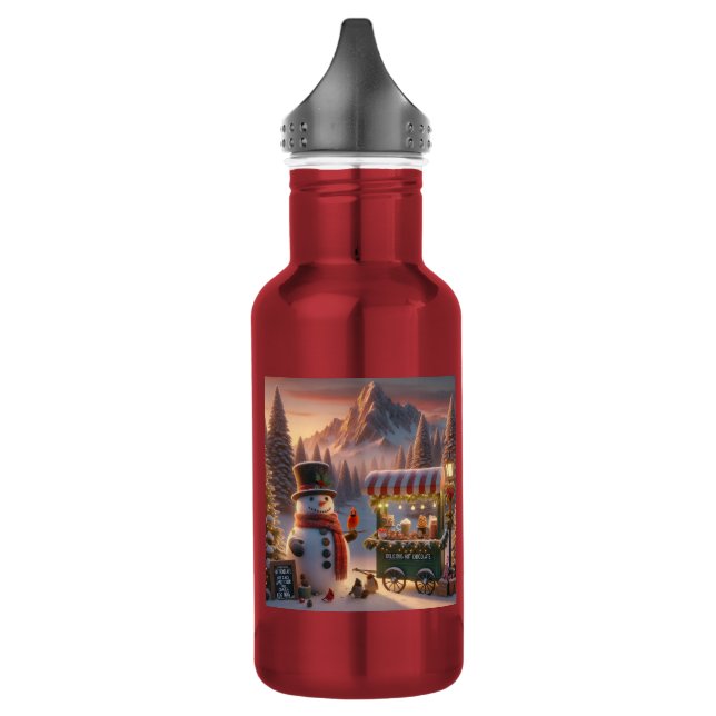 Winter Wonderland Snowman's Hot Chocolate Cart Edelstahlflasche (Links)