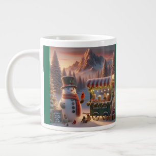 Winter Wonderland Snowman's Hot Chocolate Cart Jumbo-Tasse