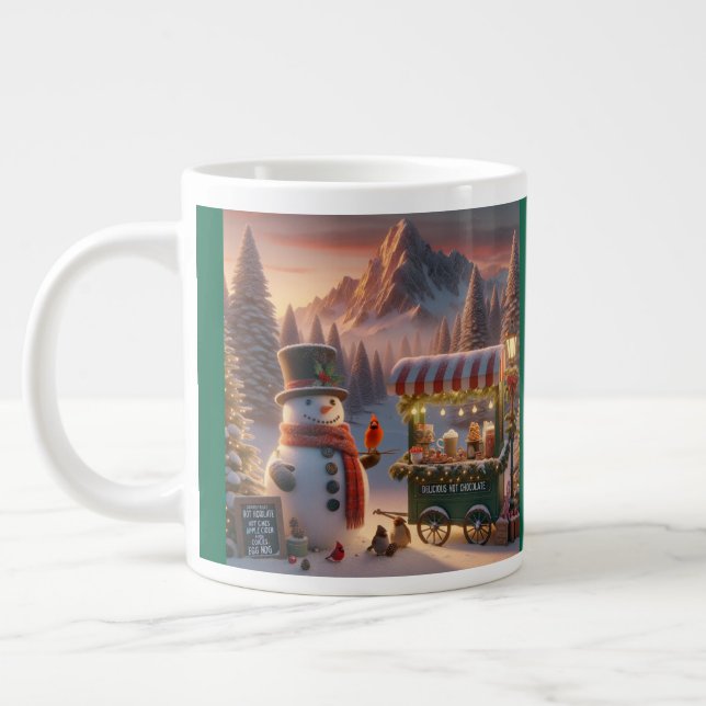 Winter Wonderland Snowman's Hot Chocolate Cart Jumbo-Tasse (Links)