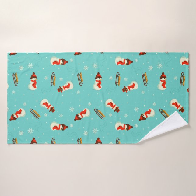 Winter Wonderland Snowmen Badhandtuch Set (Badehandtuch)
