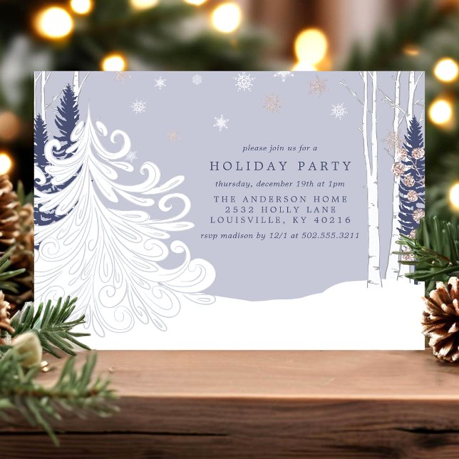 Winter Wonderland Snowwood Forest Holiday Party Einladung (Von Creator hochgeladen)