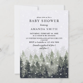 Winter Wonderland Snowy Forest Baby Shower Einladung