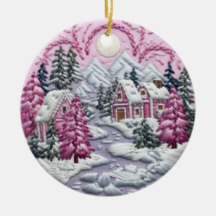 Winter Wonderland Stickerei Keramik Ornament