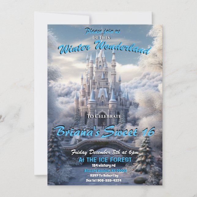 Winter Wonderland Sweet 16 Invitation (Devant)