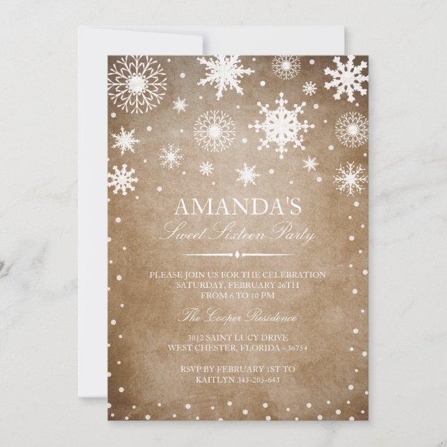 Winter Wonderland Sweet 16 Invitation (Devant)