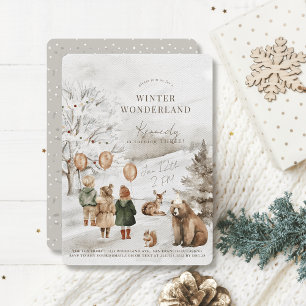 Winter Wonderland Tiere & Kindergeburtstag Einladung