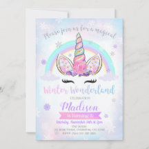 Winter Wonderland Unicorn Anniversaire Invitation