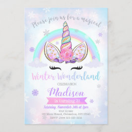 Winter Wonderland Unicorn Anniversaire Invitation