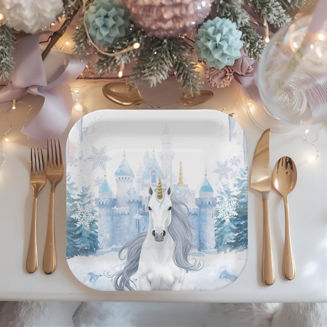 Winter Wonderland Unicorn Magical `Snow Pappteller (Von Creator hochgeladen)