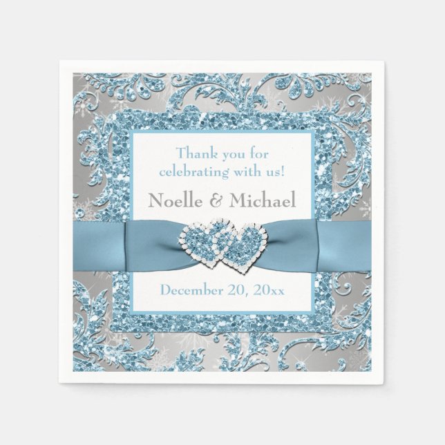 Winter Wonderland, Verbundenes Herz Papier Napkins Serviette (Vorderseite)