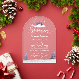 Winter Wonderland Wald Snow Arch Form Hochzeit Acryleinladungen