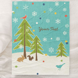 Winter Wonderland Waldlandschaft personalisiert Fleecedecke