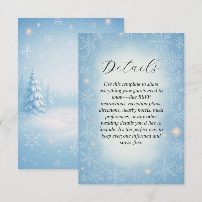 Winter Wonderland Wedding Card Begleitkarte (Vorne/Hinten)