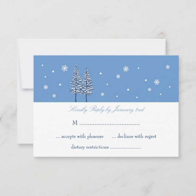 Winter Wonderland Wedding Carte RSVP (Devant)