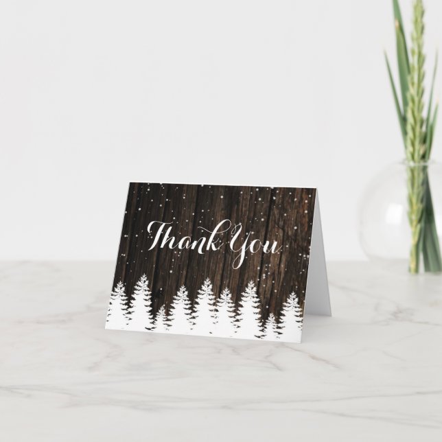 Winter Wonderland Wedding Danke Karte (Vorderseite)